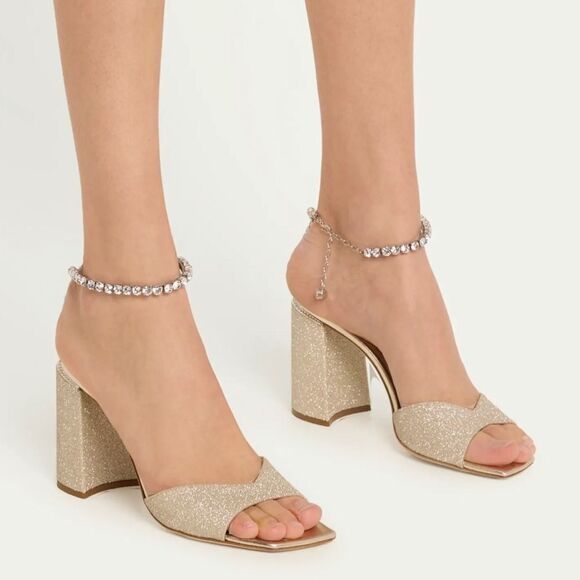 Jimmy Choo  Saeda 85MM Glitter Sandals size 35.5 - Picture 2 of 15